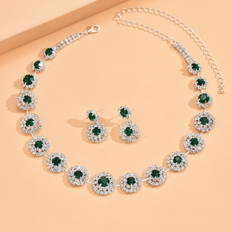 RNAFASHION Ženski set nakita – naušnice i ogrlica s bambusnom lancem, elektroplatiranje, materijal Rhinestone, uzorak zvijezde/sunce i mjesec/univerzum