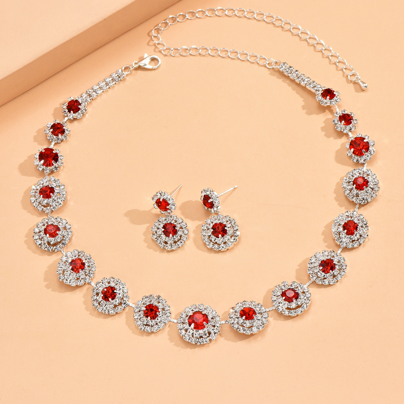 RNAFASHION Ženski set nakita – naušnice i ogrlica s bambusnom lancem, elektroplatiranje, materijal Rhinestone, uzorak zvijezde/sunce i mjesec/univerzum