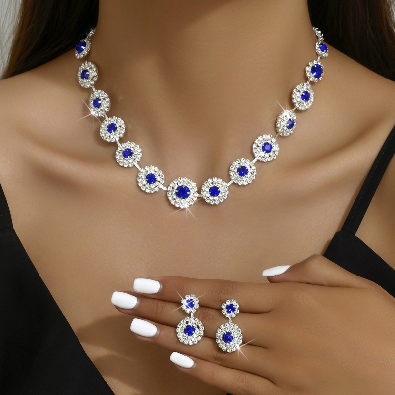 RNAFASHION Ženski set nakita – naušnice i ogrlica s bambusnom lancem, elektroplatiranje, materijal Rhinestone, uzorak zvijezde/sunce i mjesec/univerzum