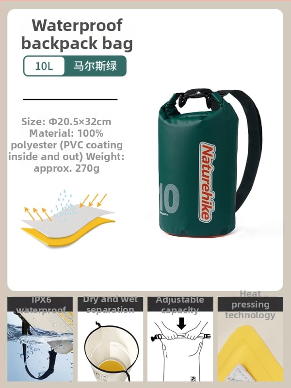 Ārējā ūdensnecaurlaidīgā soma ar sausā–mokra atdalīšanu raftingam, pludmalei, peldēšanai un niršanai — mugursomas uzglabāšanai, zīda ziedu materiāls, pavasaris 2025