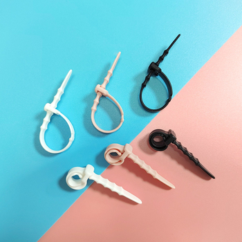 ZD002 Silikona kabelu organizētājs, lente k Kabelu vijošanai, datu un austiņu kabeliem, komplekts 20 gab., pašslēgšanās, ar divām atverēm