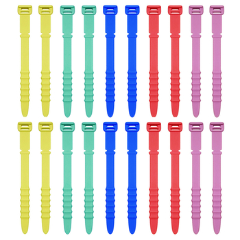 ZD002 Silikona kabelu organizētājs, lente k Kabelu vijošanai, datu un austiņu kabeliem, komplekts 20 gab., pašslēgšanās, ar divām atverēm