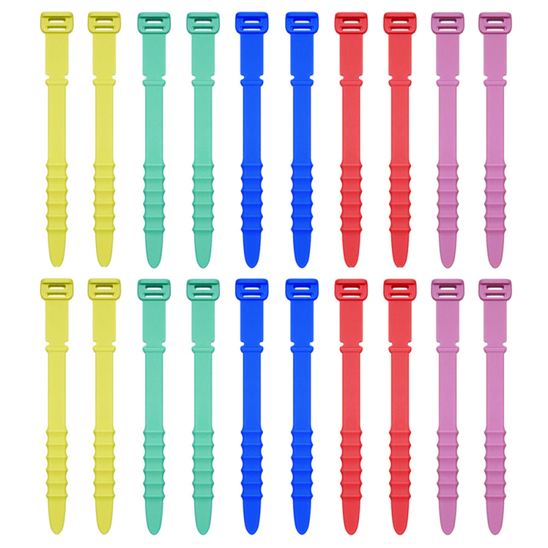 ZD002 Silikona kabelu organizētājs, lente k Kabelu vijošanai, datu un austiņu kabeliem, komplekts 20 gab., pašslēgšanās, ar divām atverēm