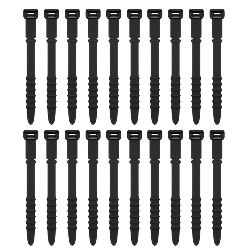 ZD002 Silikona kabelu organizētājs, lente k Kabelu vijošanai, datu un austiņu kabeliem, komplekts 20 gab., pašslēgšanās, ar divām atverēm