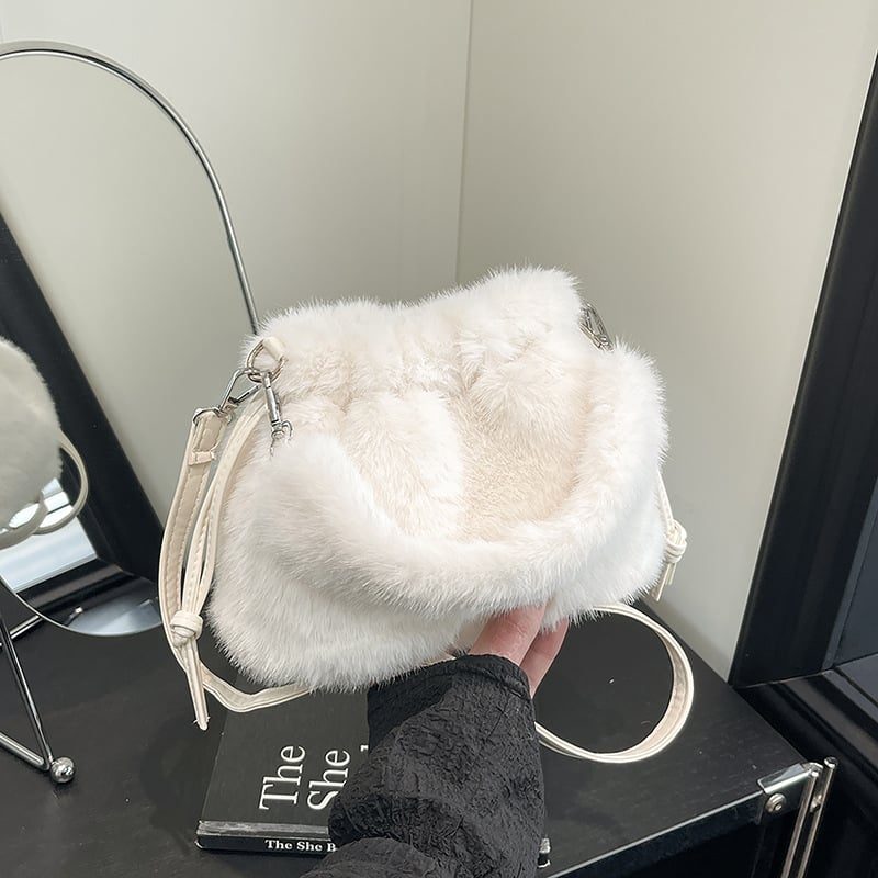 Чанта-кофа от плюш, стилна и ежедневна, магнитно закопчаване, джоб за телефон