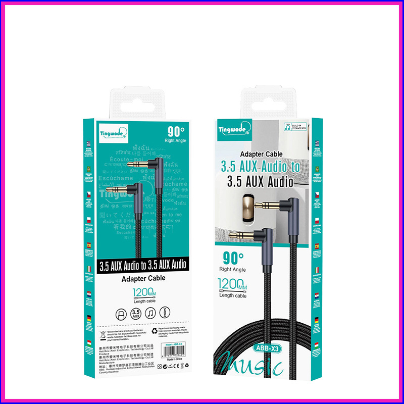 Cabl AUX audio 3,5 mm, măr-măr, nucleu din cupru, contact aurit, ROHS, universal pentru PC și dispozitive mobile