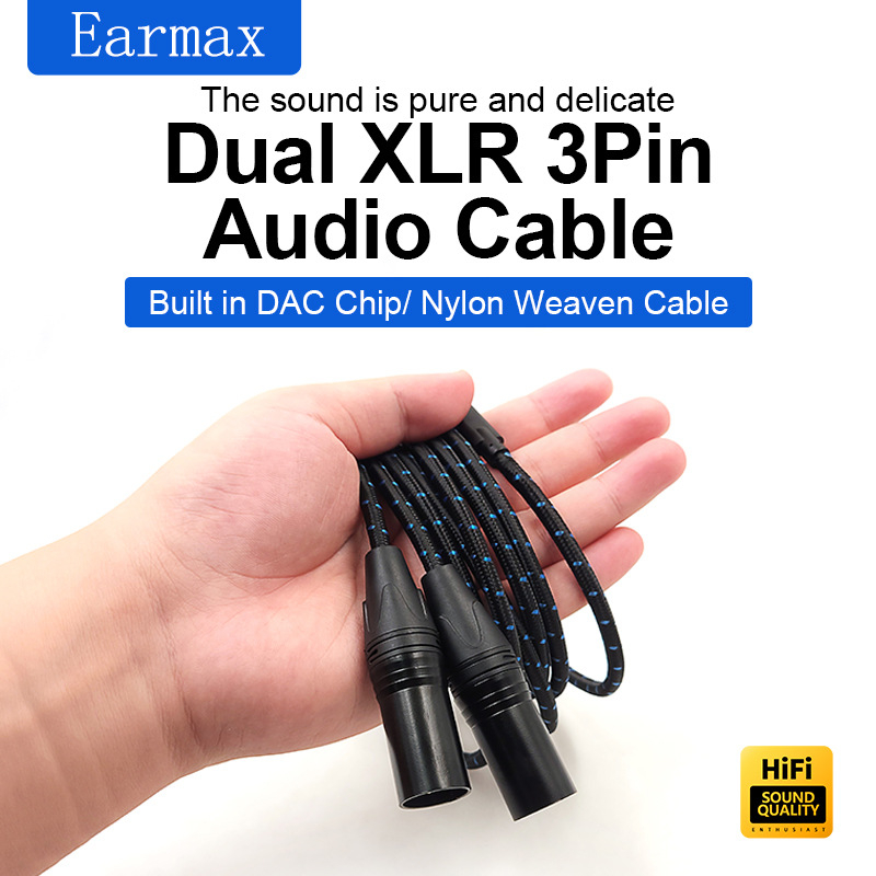 TYPE-C kabel za 2XLR 3-pin za pojačala i audio sustave, jezgro: najlon, vodič: bakar bez oksidacije, težina 0,03 kg, marka Earmax