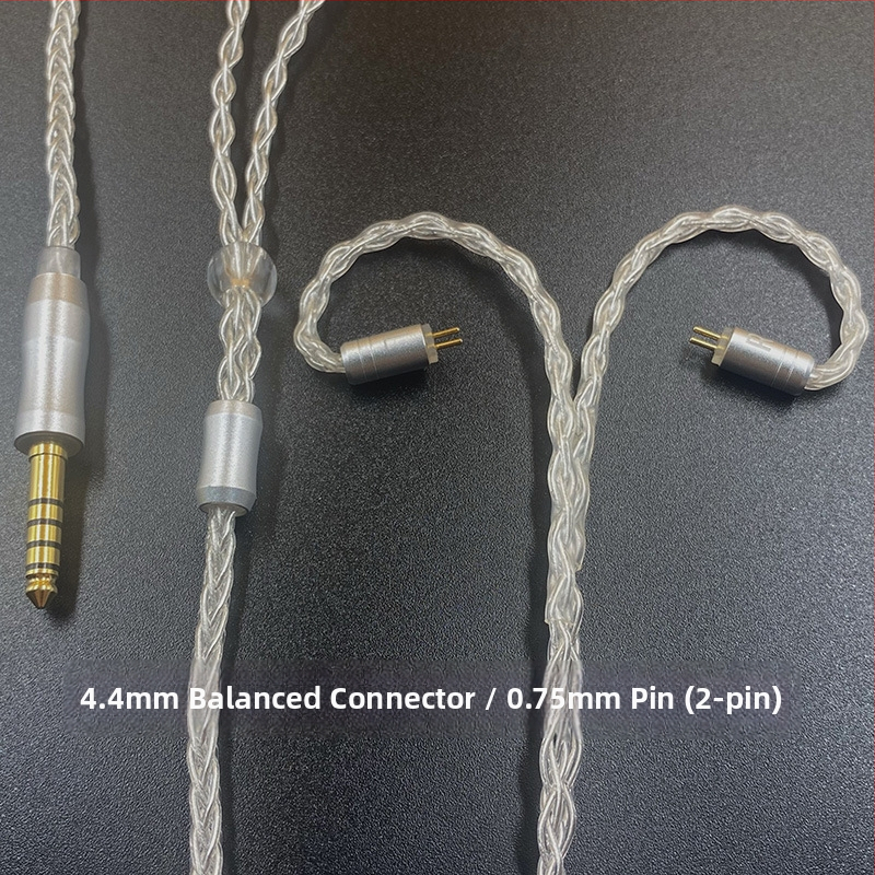 Slušalački kabel s osam vlakana, srebrno prevučeni vodiči, KZ MMCX priključak, balansirani 4,4 mm