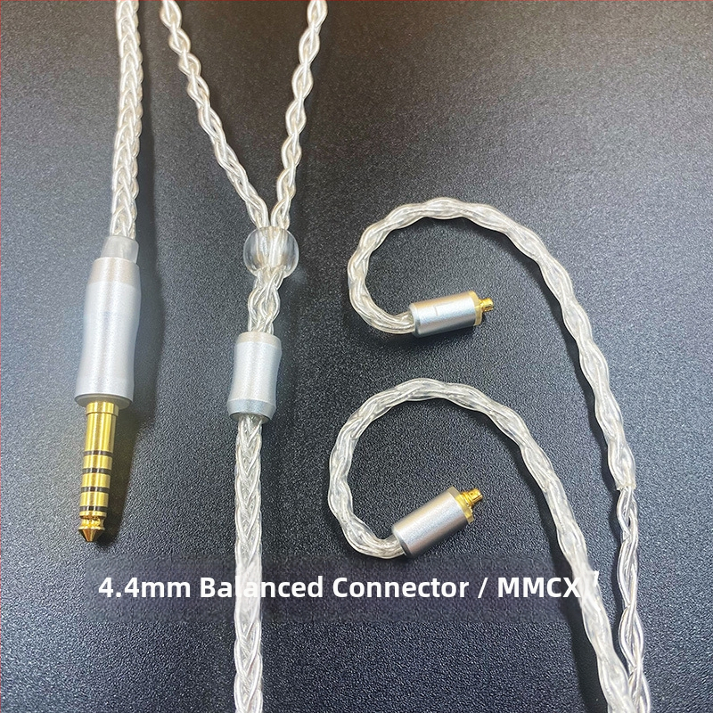 Slušalački kabel s osam vlakana, srebrno prevučeni vodiči, KZ MMCX priključak, balansirani 4,4 mm