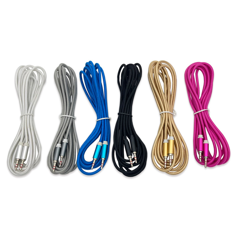 3 m pleteni AUX audio kabel, 3,5 mm muški–muški, za auto audio sustav, telefon i računalo