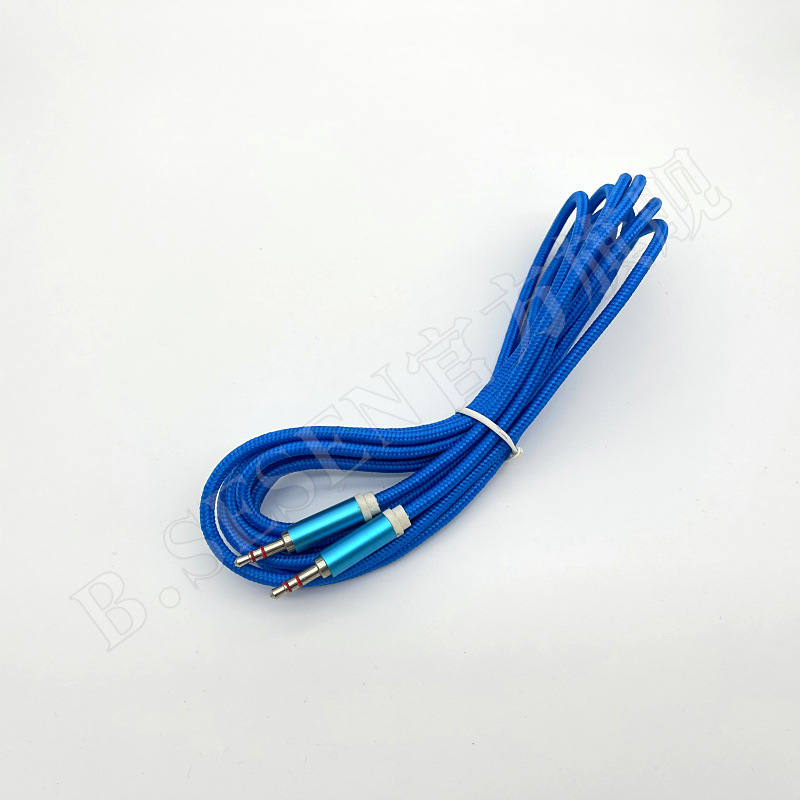 3 m pleteni AUX audio kabel, 3,5 mm muški–muški, za auto audio sustav, telefon i računalo