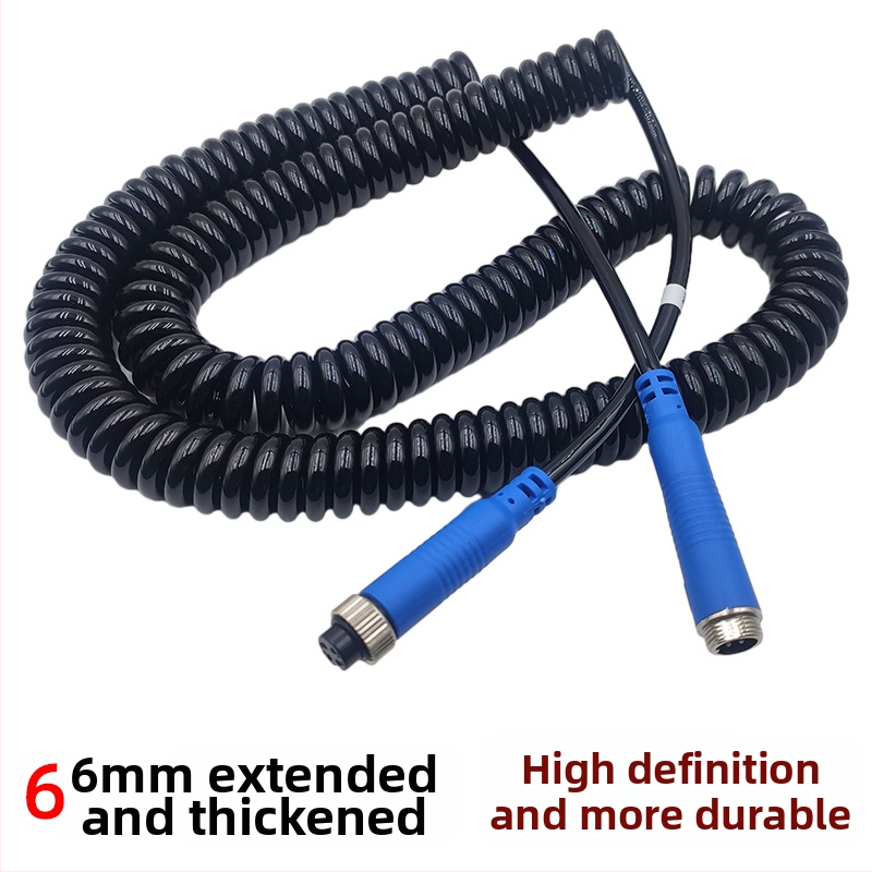 Video predlžovací pružinový kábel s leteckým konektorom pre kameru nákladného auta, TPU plášť, ROHS certifikovaný audiovizuálny kábel