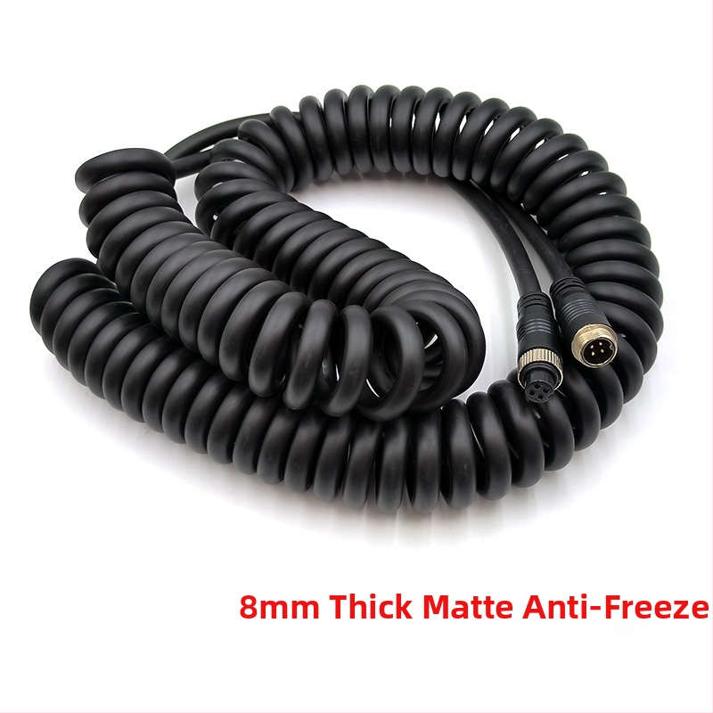 Video predlžovací pružinový kábel s leteckým konektorom pre kameru nákladného auta, TPU plášť, ROHS certifikovaný audiovizuálny kábel