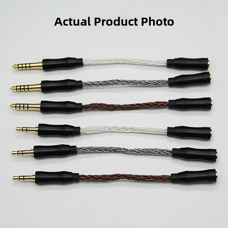 Osemvláknový jednokrystalový meďový adaptér kábel, 2.5 mm balansovaný samica na 3.5 mm stereo / 4.4 mm balansovaný samec, audiophile kábel