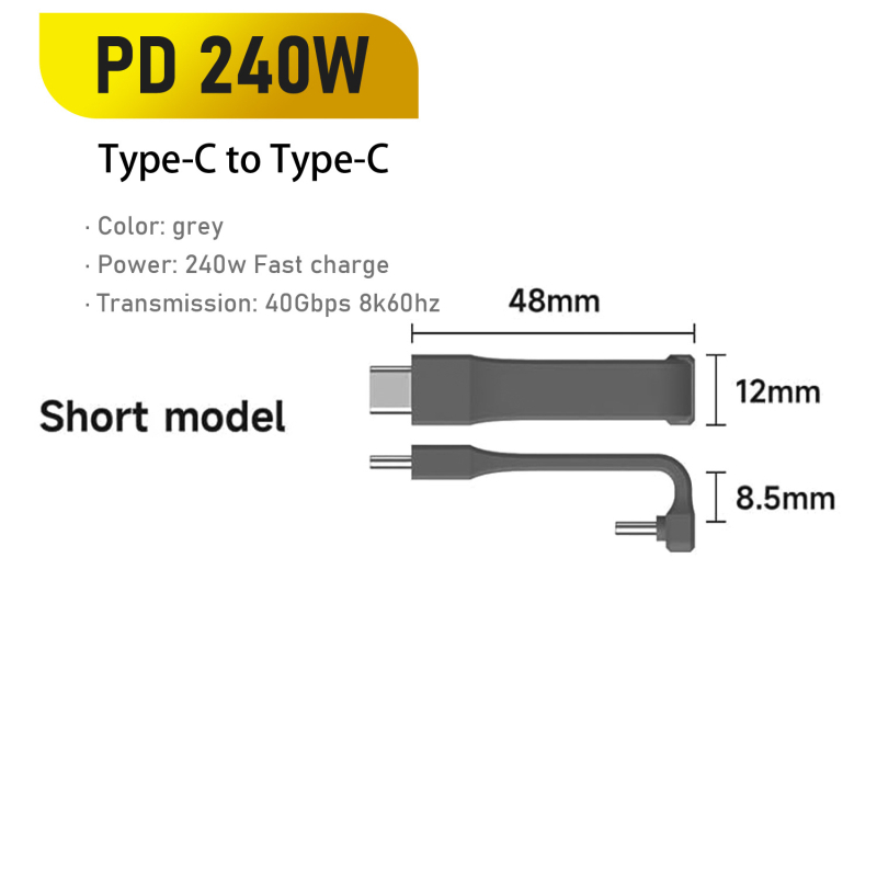 Type-C dvostrani kabel za prijenos podataka, brzo punjenje, do 40 Gbps, ABS