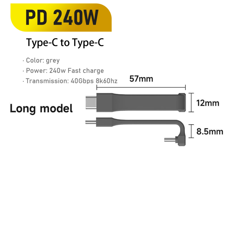 Type-C dvostrani kabel za prijenos podataka, brzo punjenje, do 40 Gbps, ABS
