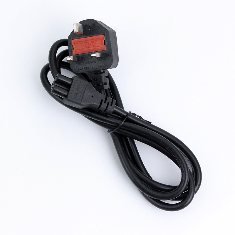 Barošanas kabelis 13A, Lielbritānijas standarts, 8-pins spraudnis ar plūmiju zieda formu, datora aizvietojošs kabelis