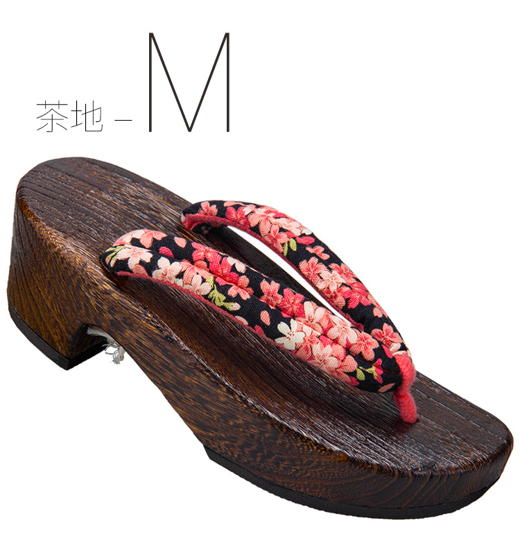 Moterų gėlių etninės klogų sandalai su medvilnine viršūne, medinė pada, kulnas 3–5 cm, stora padas 5–8 cm