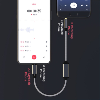 Arjuno Kábel na nahrávanie s vysokým rozlíšením – Type-C na 3,5 mm audio kábel pre digitálne zariadenia, jadro nylon, kábel zliatina