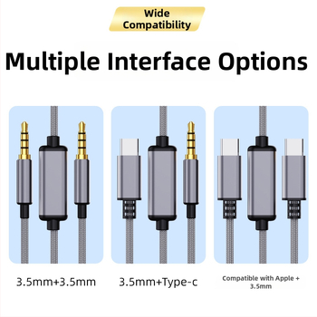 Arjuno Kábel na nahrávanie s vysokým rozlíšením – Type-C na 3,5 mm audio kábel pre digitálne zariadenia, jadro nylon, kábel zliatina