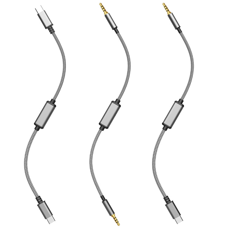 Arjuno Kábel na nahrávanie s vysokým rozlíšením – Type-C na 3,5 mm audio kábel pre digitálne zariadenia, jadro nylon, kábel zliatina