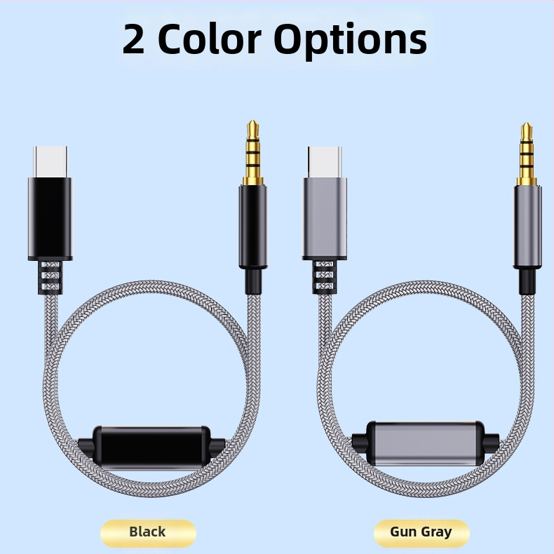 Arjuno Kábel na nahrávanie s vysokým rozlíšením – Type-C na 3,5 mm audio kábel pre digitálne zariadenia, jadro nylon, kábel zliatina