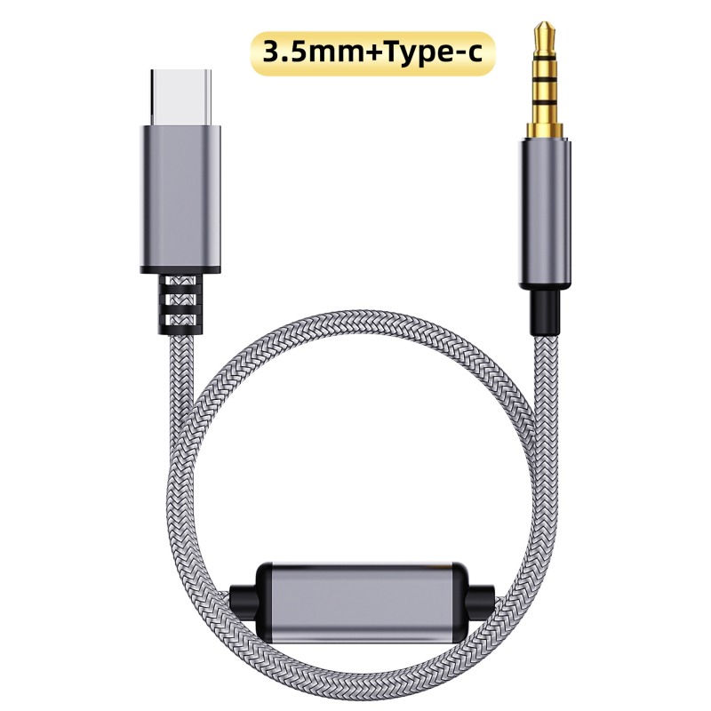 Arjuno Kábel na nahrávanie s vysokým rozlíšením – Type-C na 3,5 mm audio kábel pre digitálne zariadenia, jadro nylon, kábel zliatina
