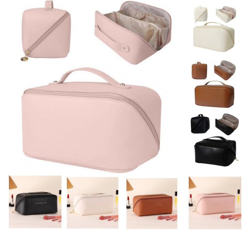 Козметична чанта за пътуване - голям капацитет, водоустойчива, разделяне сухо/мокро, износоустойчива (PVC материал; буквен принт; подплата полиестер)