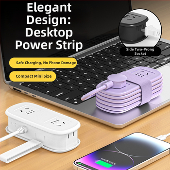 Мини настолен захранващ разклонител с USB зареждане, преносим за настолно използване – CCC сертифициран