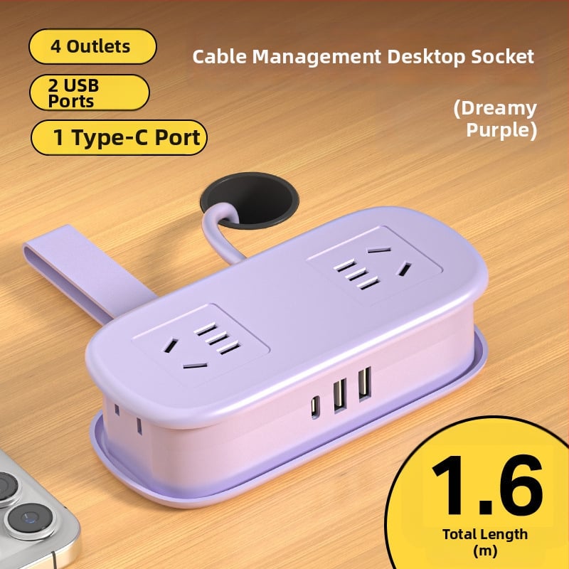 Мини настолен захранващ разклонител с USB зареждане, преносим за настолно използване – CCC сертифициран