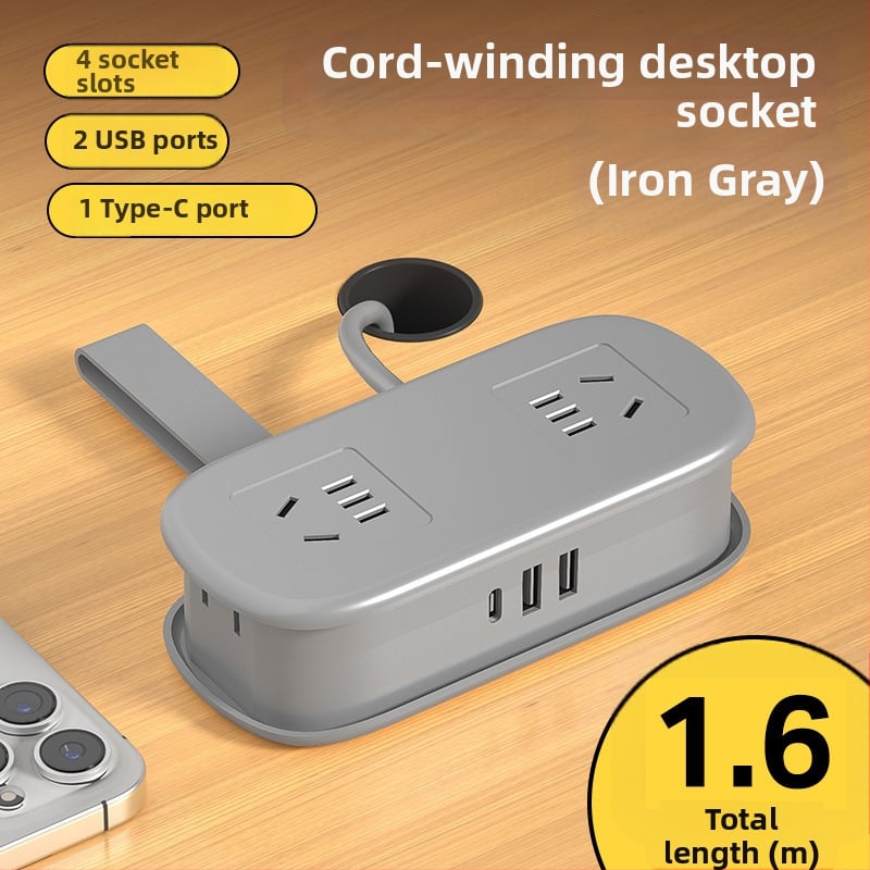 Мини настолен захранващ разклонител с USB зареждане, преносим за настолно използване – CCC сертифициран