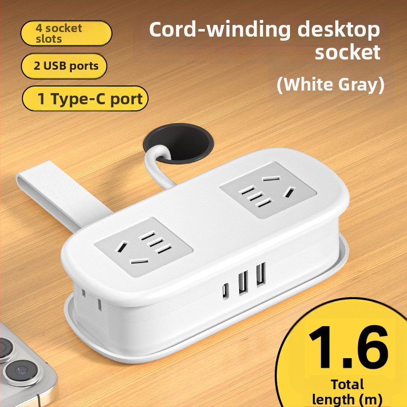 Мини настолен захранващ разклонител с USB зареждане, преносим за настолно използване – CCC сертифициран