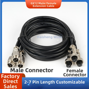 GX12-4P авиационен конектор кабел, кабел с четири проводника GX12 женски терминал, медни контакти, модел Haisheng Wire GX16, за нова енергия