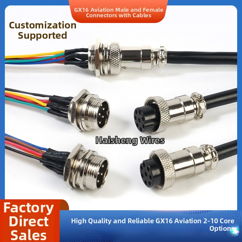 GX12-4P авиационен конектор кабел, кабел с четири проводника GX12 женски терминал, медни контакти, модел Haisheng Wire GX16, за нова енергия