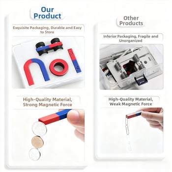 Magnētu komplekts otrās klases zinātnes eksperimentiem, iekļauj kompasu un mācību palīglīdzekļus, magnētiskais materiāls