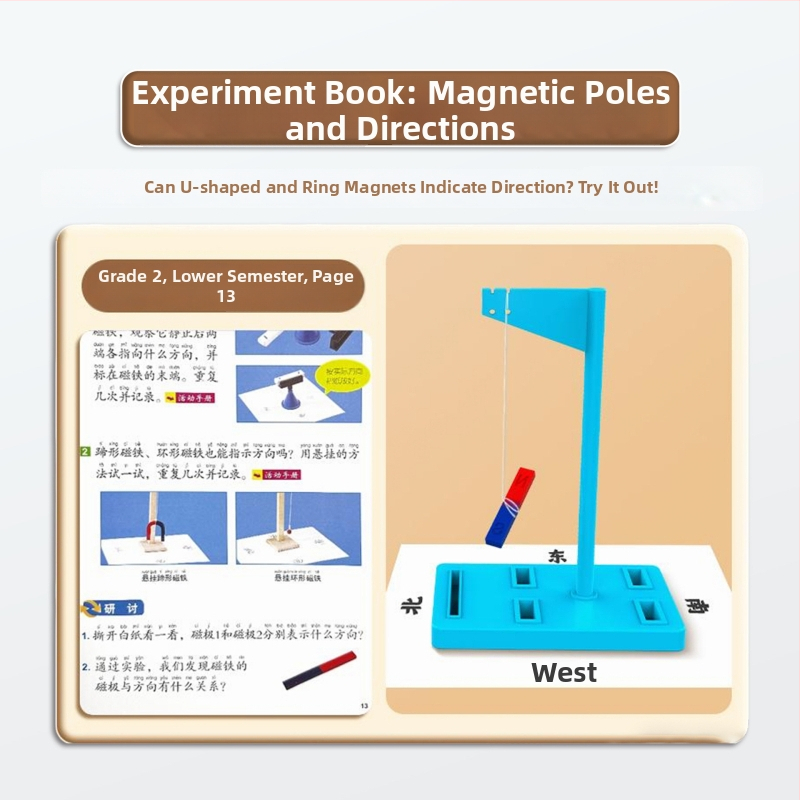 Magnētu komplekts otrās klases zinātnes eksperimentiem, iekļauj kompasu un mācību palīglīdzekļus, magnētiskais materiāls