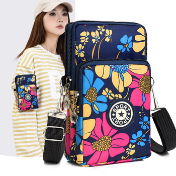 Nylon válltáska cipzárral, függőleges négyzet alakú forma, mobiltelefon zseb, poliészter bélés — városi minimalist stílus mindennapi használatra