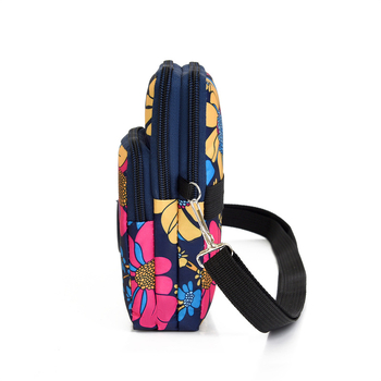 Nylon válltáska cipzárral, függőleges négyzet alakú forma, mobiltelefon zseb, poliészter bélés — városi minimalist stílus mindennapi használatra