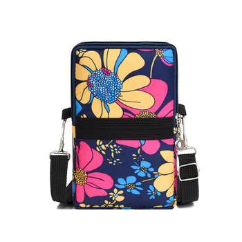 Nylon válltáska cipzárral, függőleges négyzet alakú forma, mobiltelefon zseb, poliészter bélés — városi minimalist stílus mindennapi használatra