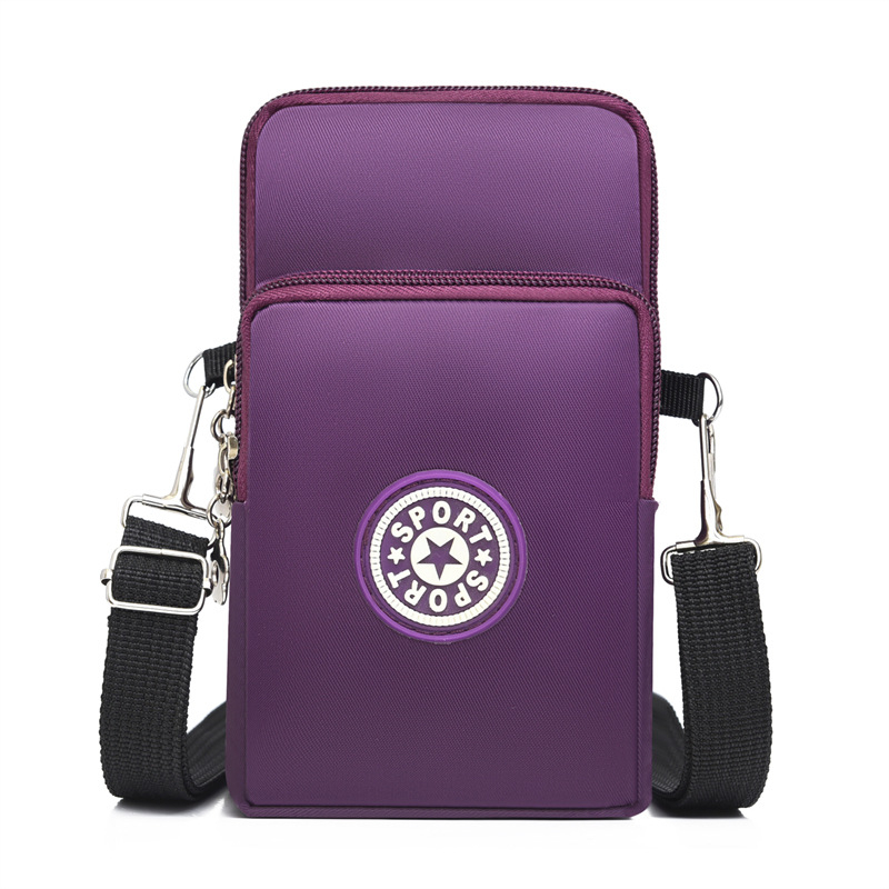 Nylon válltáska cipzárral, függőleges négyzet alakú forma, mobiltelefon zseb, poliészter bélés — városi minimalist stílus mindennapi használatra