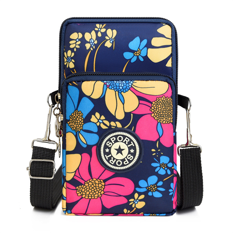 Nylon válltáska cipzárral, függőleges négyzet alakú forma, mobiltelefon zseb, poliészter bélés — városi minimalist stílus mindennapi használatra