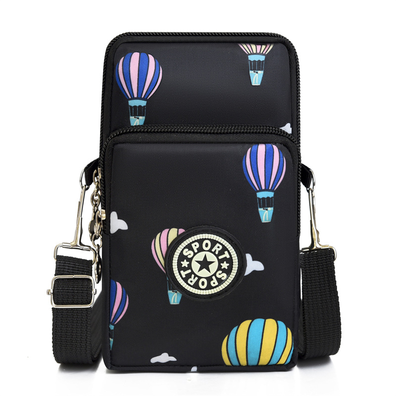 Nylon válltáska cipzárral, függőleges négyzet alakú forma, mobiltelefon zseb, poliészter bélés — városi minimalist stílus mindennapi használatra