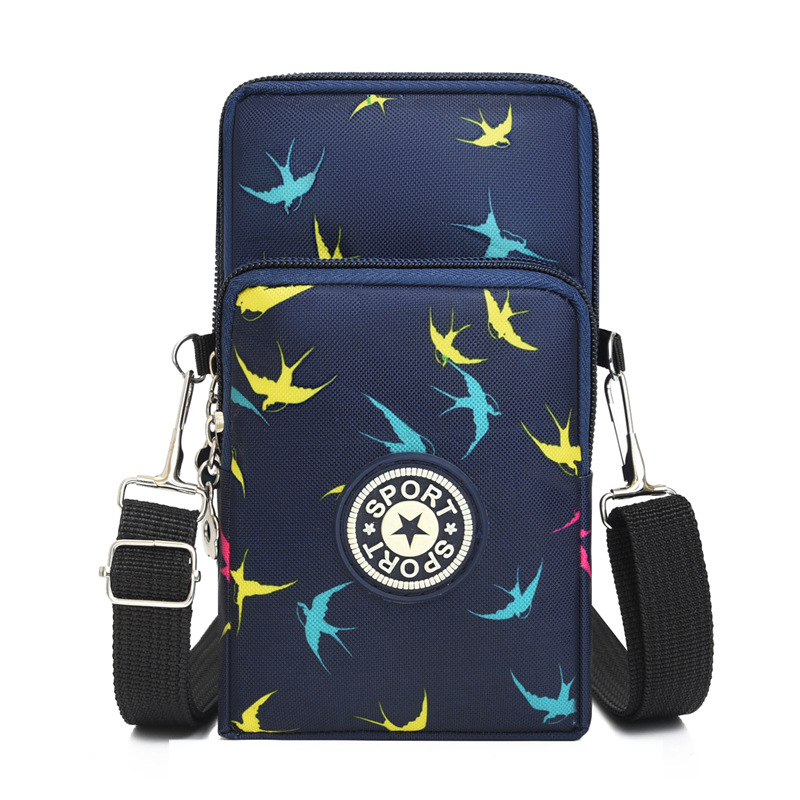 Nylon válltáska cipzárral, függőleges négyzet alakú forma, mobiltelefon zseb, poliészter bélés — városi minimalist stílus mindennapi használatra