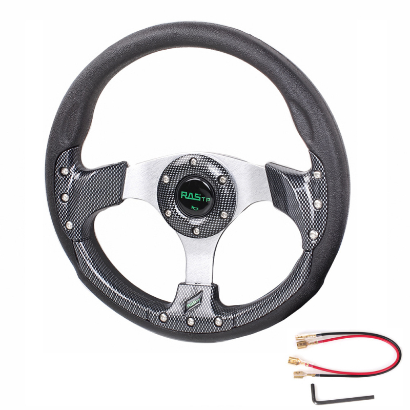 Sacīkšu stūre no PU materiāla (Zīmols RASTP, Modelis stw018, Vispārēja saderība, Apstrādes pielāgošana: Jā)