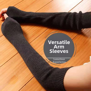 Manșoni tricotate din lână, calde, cu design fără degete, lungi, unisex