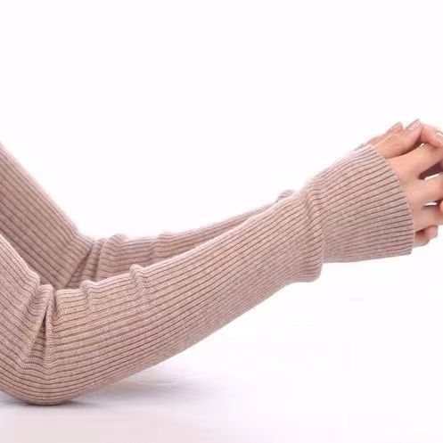 Manșoni tricotate din lână, calde, cu design fără degete, lungi, unisex