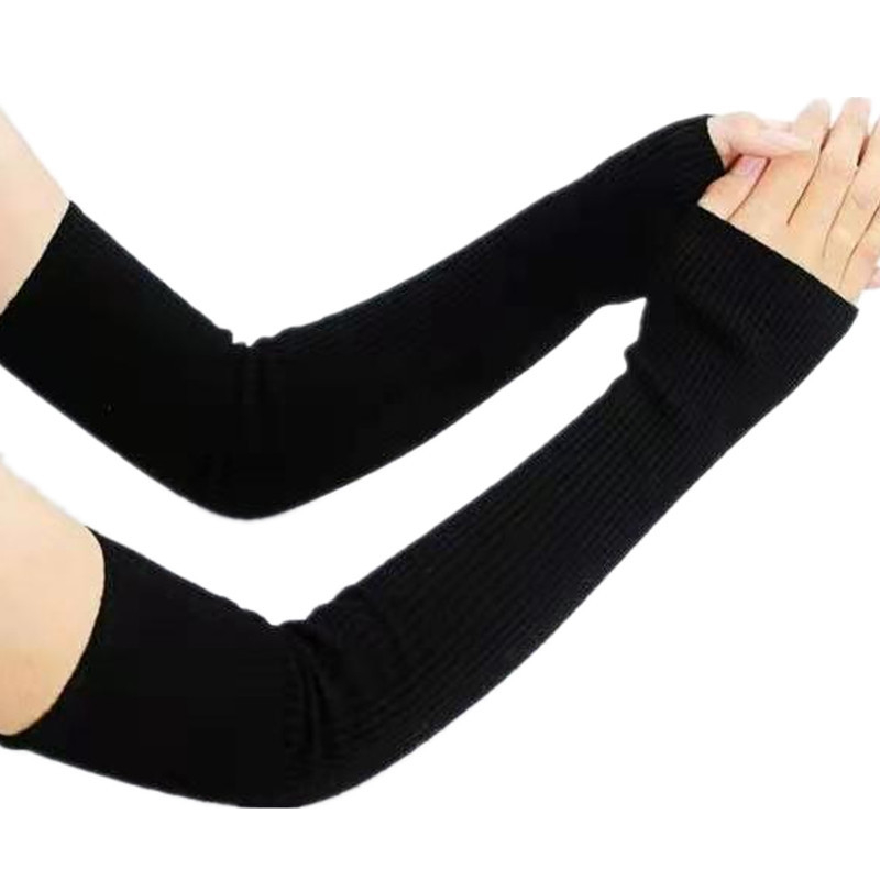 Manșoni tricotate din lână, calde, cu design fără degete, lungi, unisex