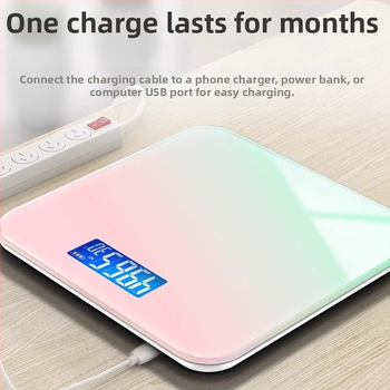 Cântar de uz casnic reîncărcabil pentru greutate și masurarea grăsimii corporale, pentru adulți, cântar digital inteligent cu afișaj gradient, 180 kg capacitate