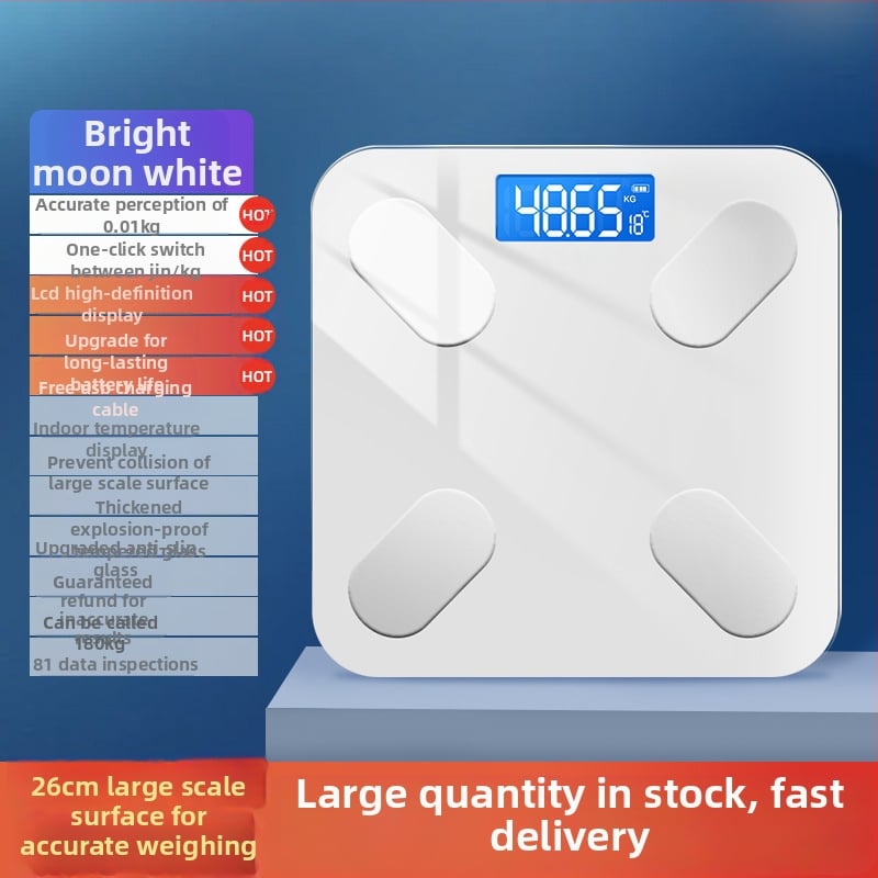 Huiding Cântar de Grăsime Corporal – compact, încărcare USB; măsoară greutatea, procentul de grăsime corporală și hidratarea; capacitate 180 kg; pentru adulți.