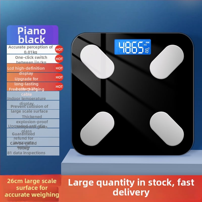 Huiding Cântar de Grăsime Corporal – compact, încărcare USB; măsoară greutatea, procentul de grăsime corporală și hidratarea; capacitate 180 kg; pentru adulți.